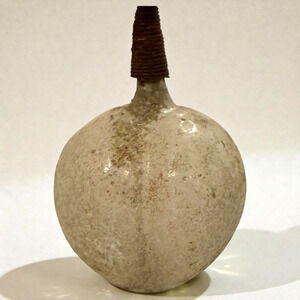 Antique Unsilvered Glass Fruit Ornament Coiled Wire Top Mica Peach Apricot Plum